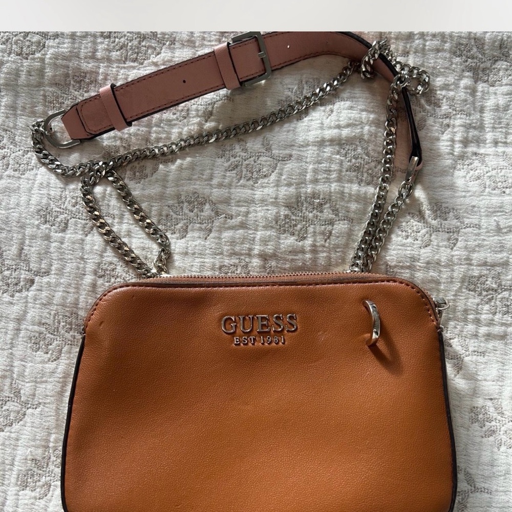 Guess Brown Crossbody Bag with Chain Strap